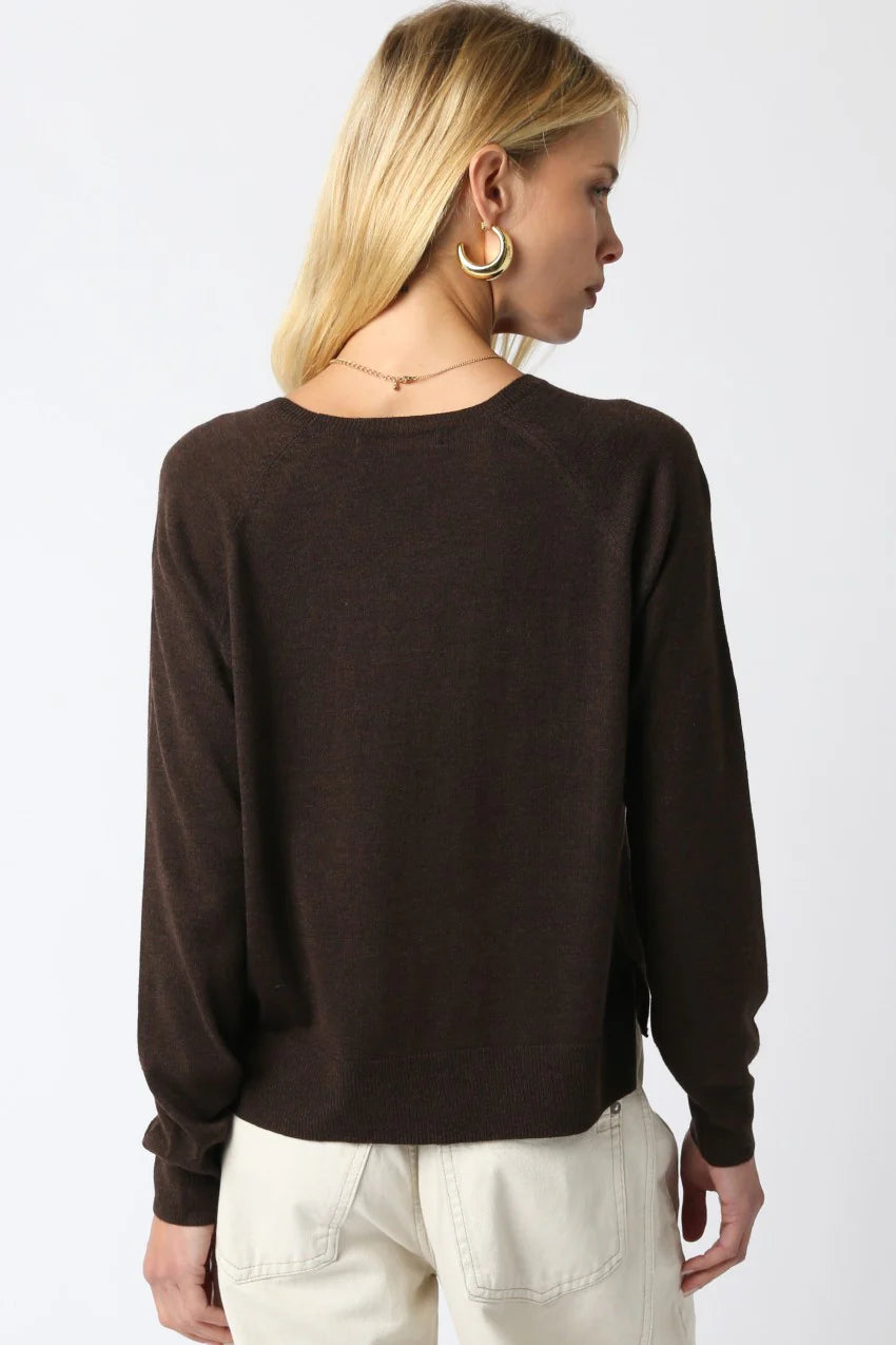 NATALIE SWEATER IN DARK BROWN BACK VIEW