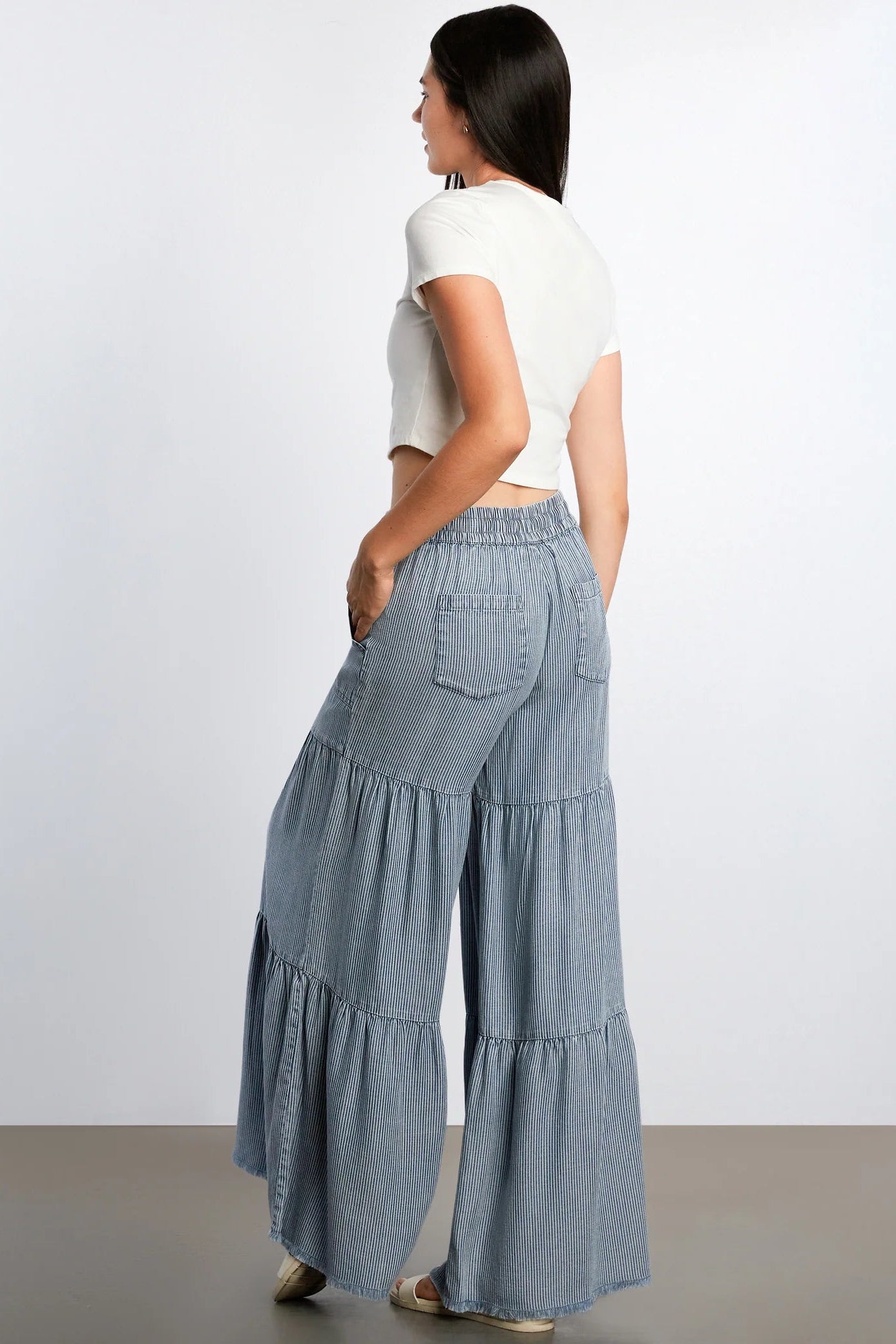 FANCY PANTS IN RAILROAD STRIPES BACK VIEW