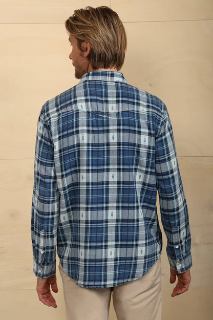 DAYBREAK MASON LONG SLEEVE SHIRT IN INDIGO BACK VIEW