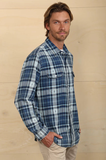 DAYBREAK MASON LONG SLEEVE SHIRT IN INDIGO SIDE VIEW