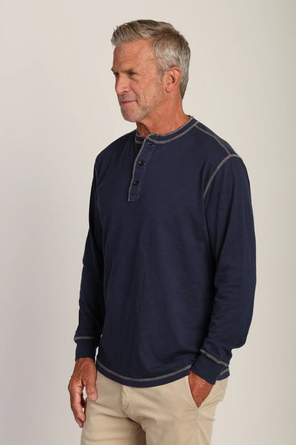HERITAGE SLUB LONG SLEEVE HENLEY IN NEW NAVY SIDE VIEW