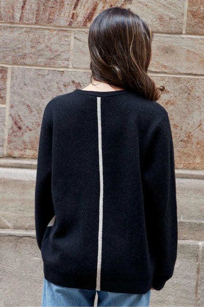 THE NEW YORKER SWEATER IN BLACK BACK VIEW
