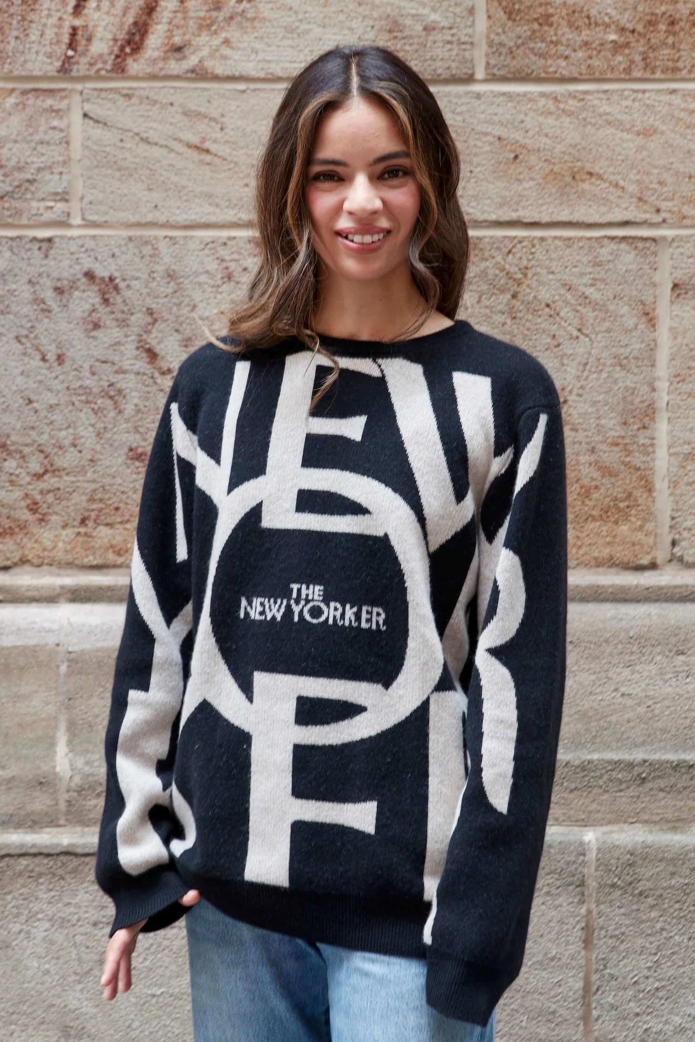 THE NEW YORKER SWEATER IN BLACK FRONT VIEW