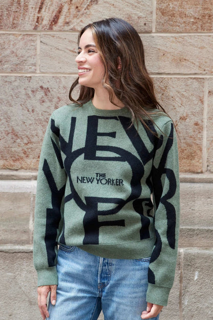 THE NEW YORKER SWEATER IN GREEN FRONT VIEW