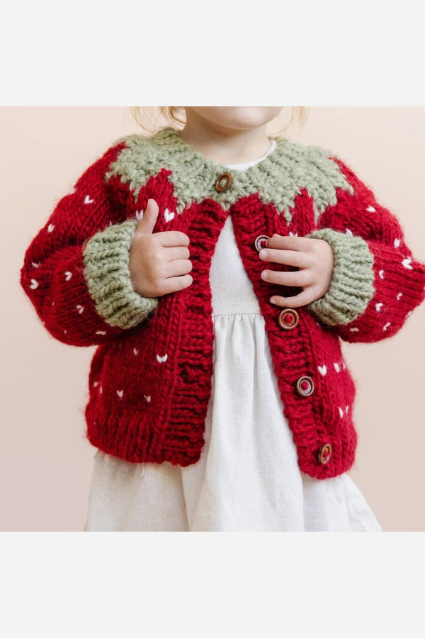 STRAWBERRY CARDIGAN IN RED FRONT VIEW