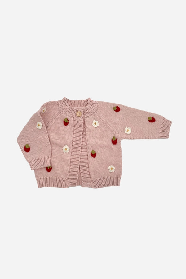 STRAWBERRY FLOWER CARDIGAN IN BLUSH
