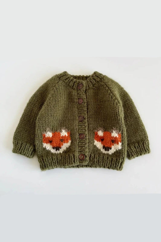 FOX CARDIGAN IN GREEN 