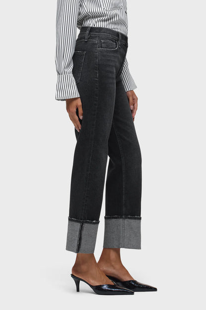 REMI HIGH RISE ANKLE W/ WIDE CUFF IN WASHED BLACK SIDE VIEW