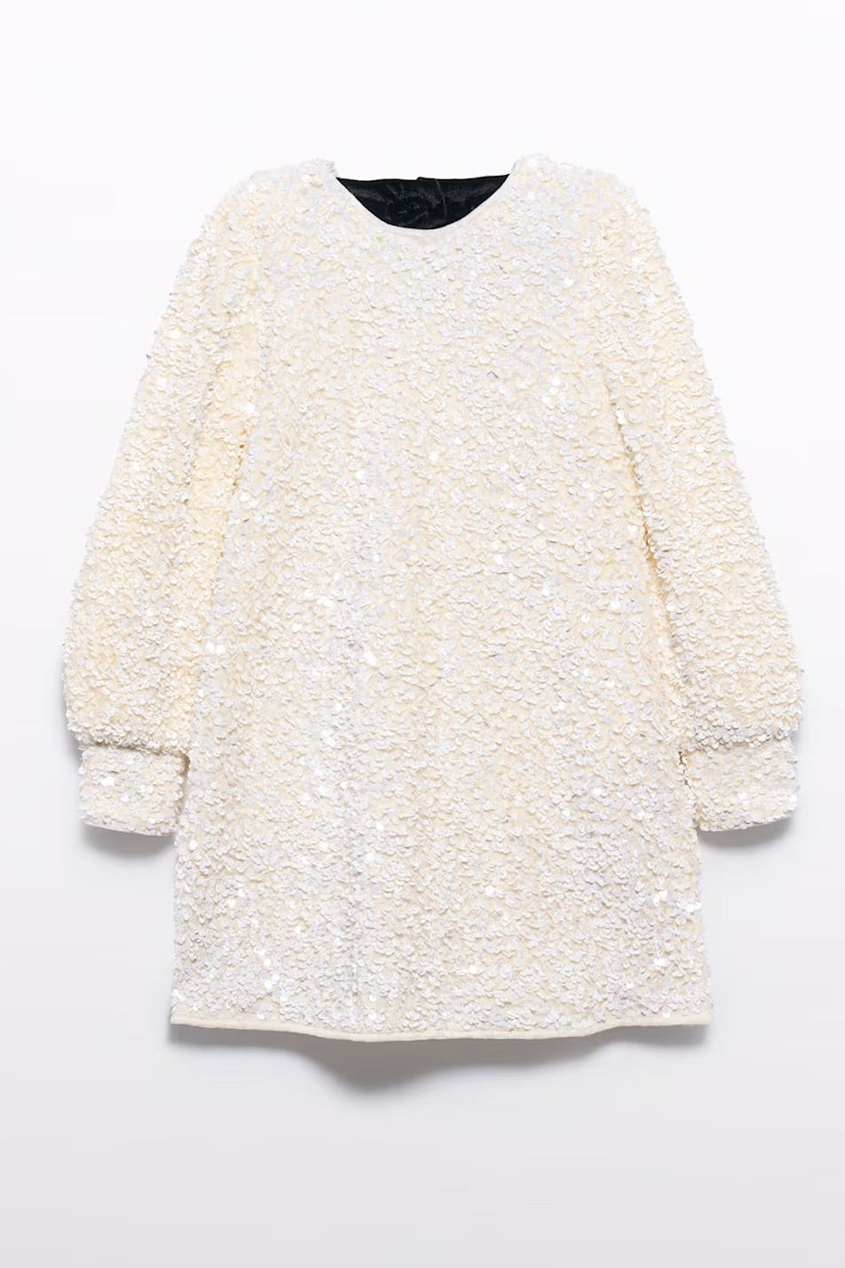 SEQUIN VELVET DRESS IN CREAM FRONT VIEW