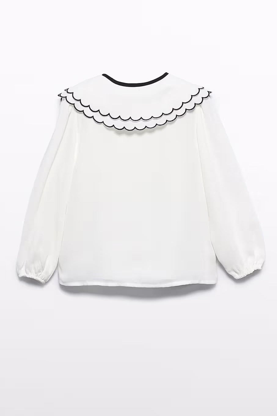 CHIFFON BLOUSE w/ EMBELLISHED COLLAR IN CREAM BACK VIEW
