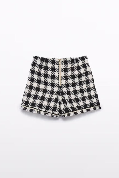 VICHY SEQUIN BERMUDA SHORTS IN BLACK BACK VIEW