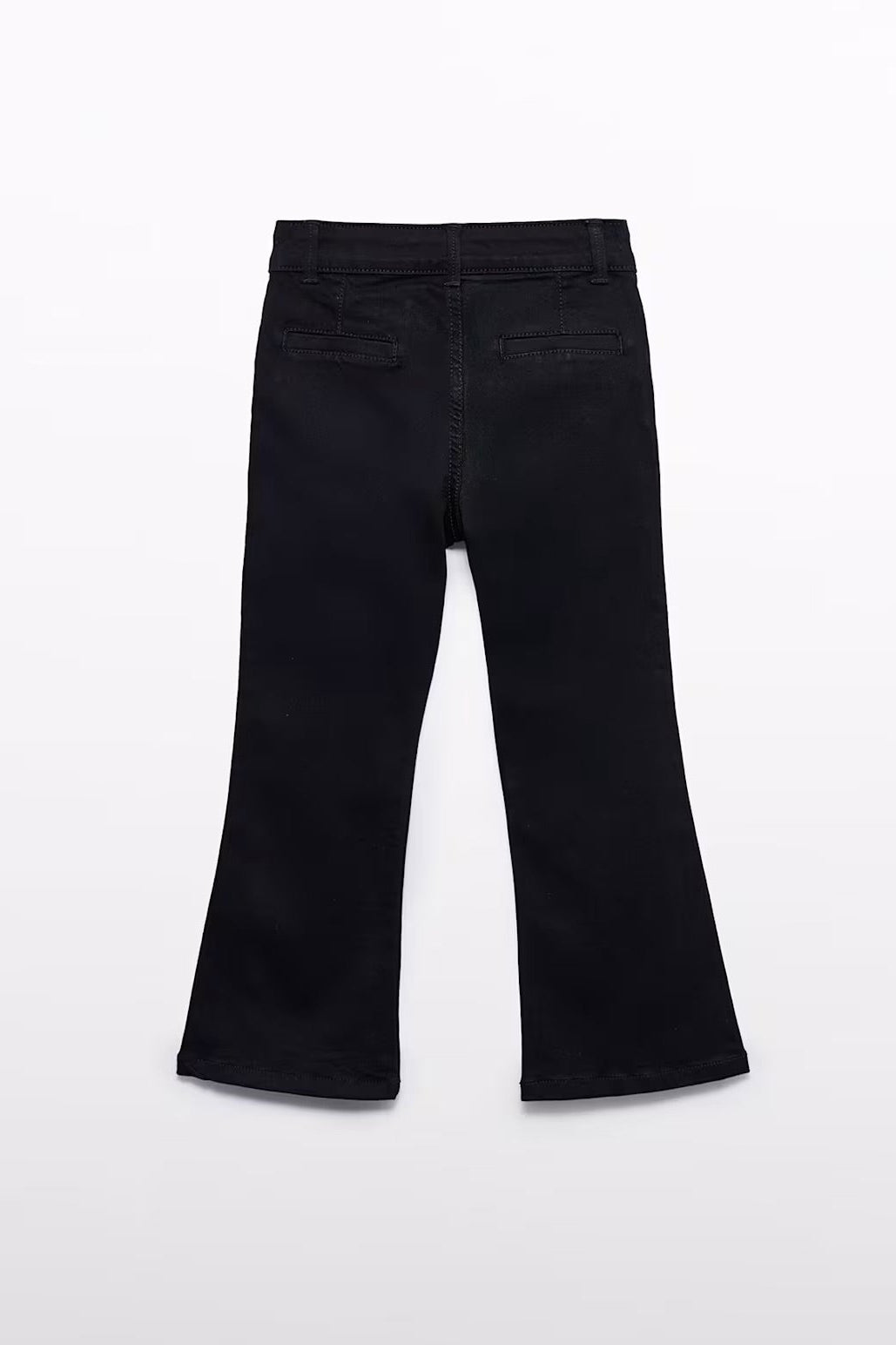 FLARED DENIM PANTS IN BLACK BACK VIEW