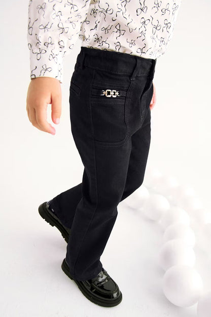 FLARED DENIM PANTS IN BLACK SIDE VIEW