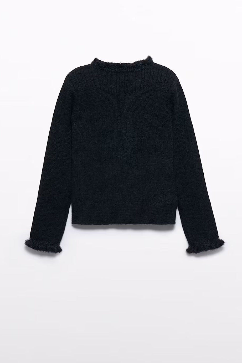 RIBBED KNIT TURTLE NECK IN BLACK BACK VIEW