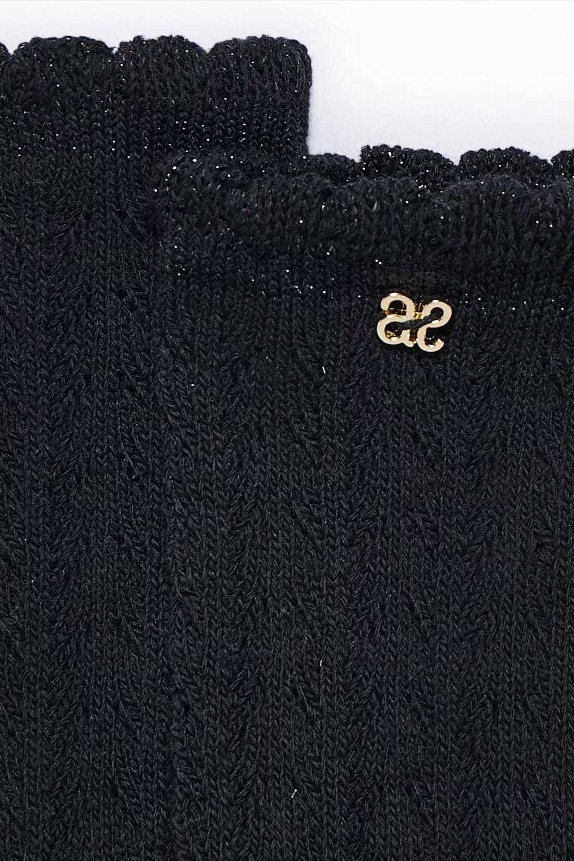 OPENWORK KNEE HIGH SOCKS IN BLACK DETAIL VIEW