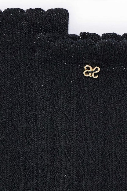 OPENWORK KNEE HIGH SOCKS IN BLACK DETAIL VIEW