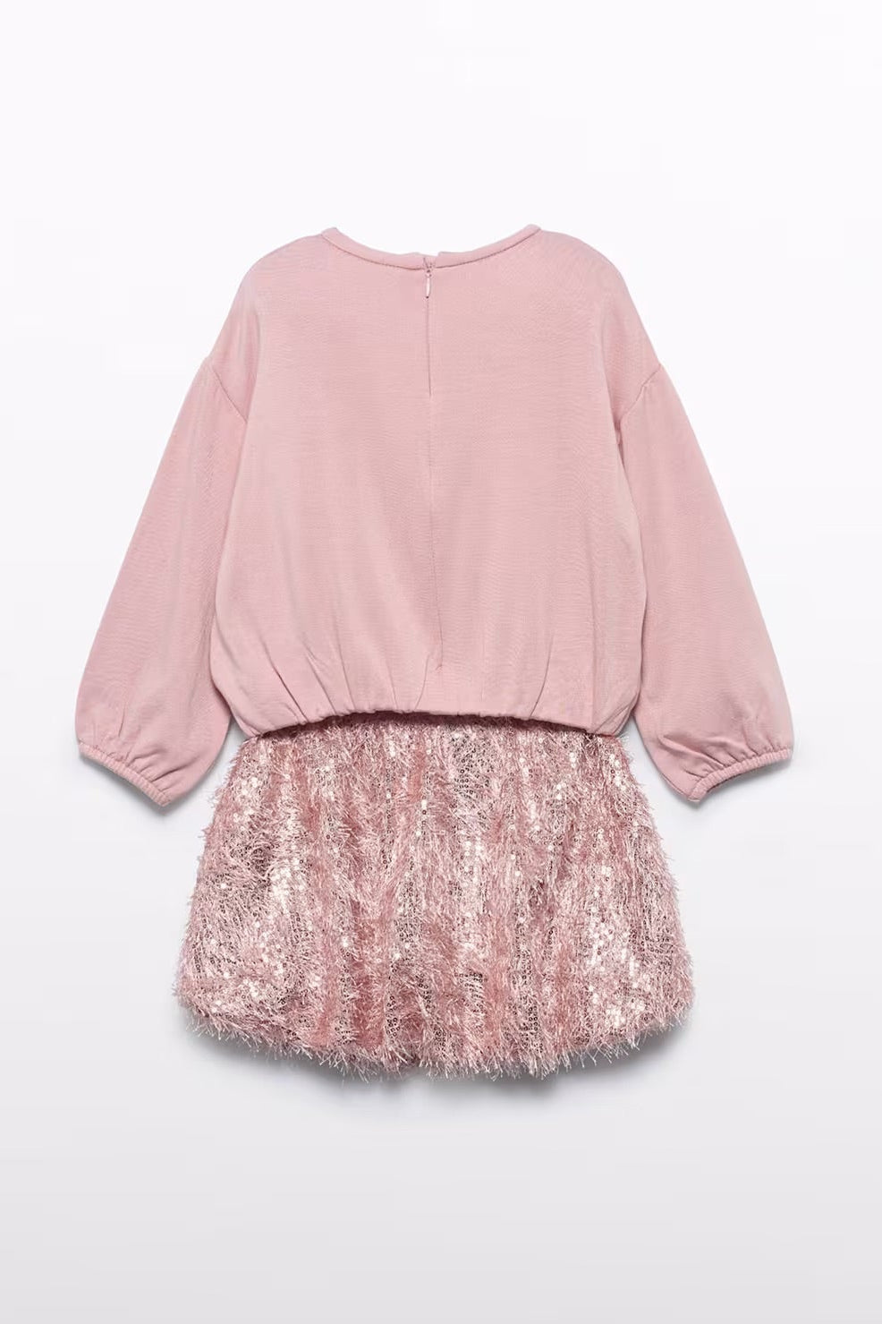 SEQUIN FRINGE SKIRT SET IN PETAL BACK VIEW