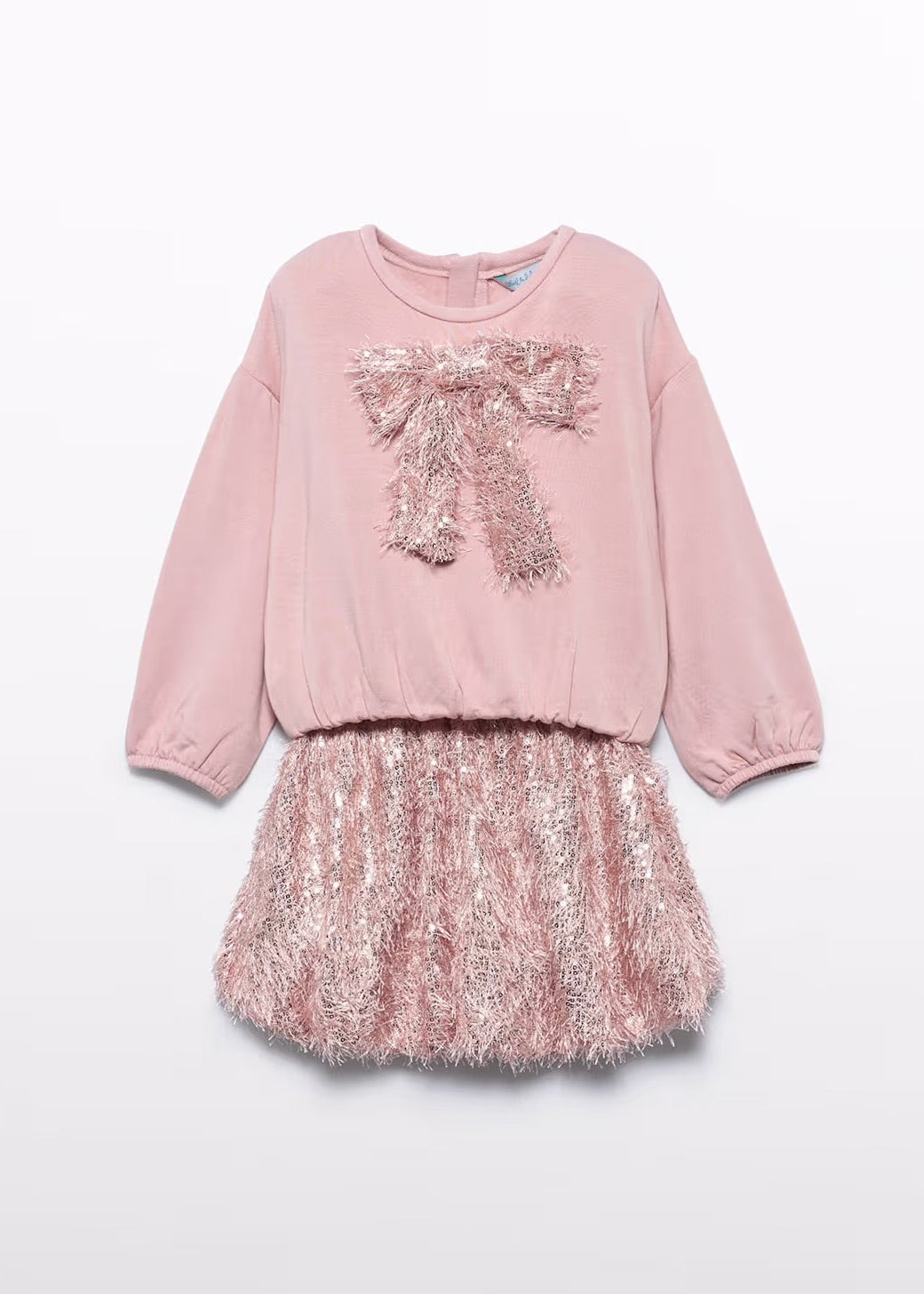 SEQUIN FRINGE SKIRT SET IN PETAL FRONT VIEW