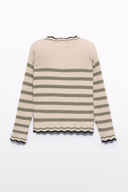 KNIT RIB TURTLENECK IN BEIGE/MARZIPAN BACK VIEW
