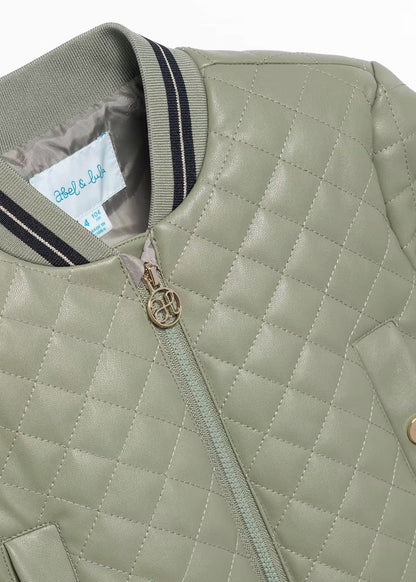 PADDED JACKET IN BAY LEAF DETAIL VIEW