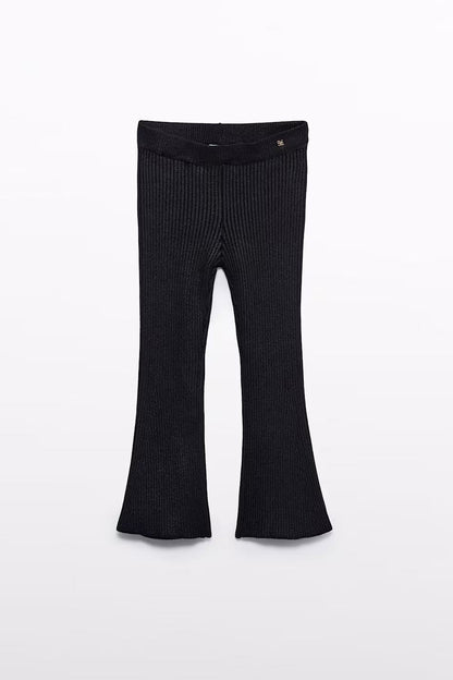 TRICOT LEGGINGS IN BLACK FRONT VIEW 