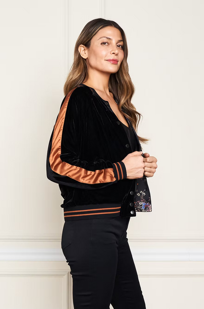 NAGOYA EMBLEM VELVET BBALL JACKET IN ZEN GARDEN SIDE VIEW