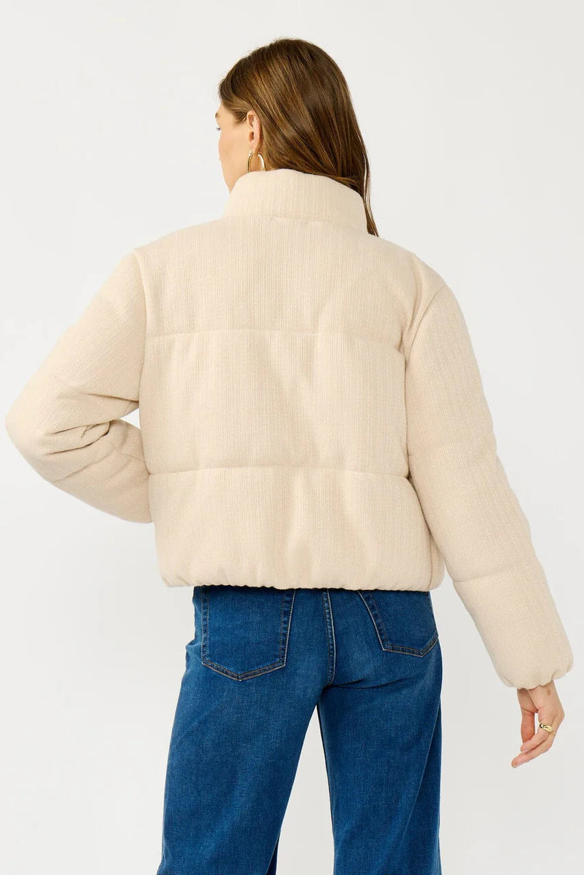 CROPPED PUFFER JACKET IN NATURAL BACK VIEW