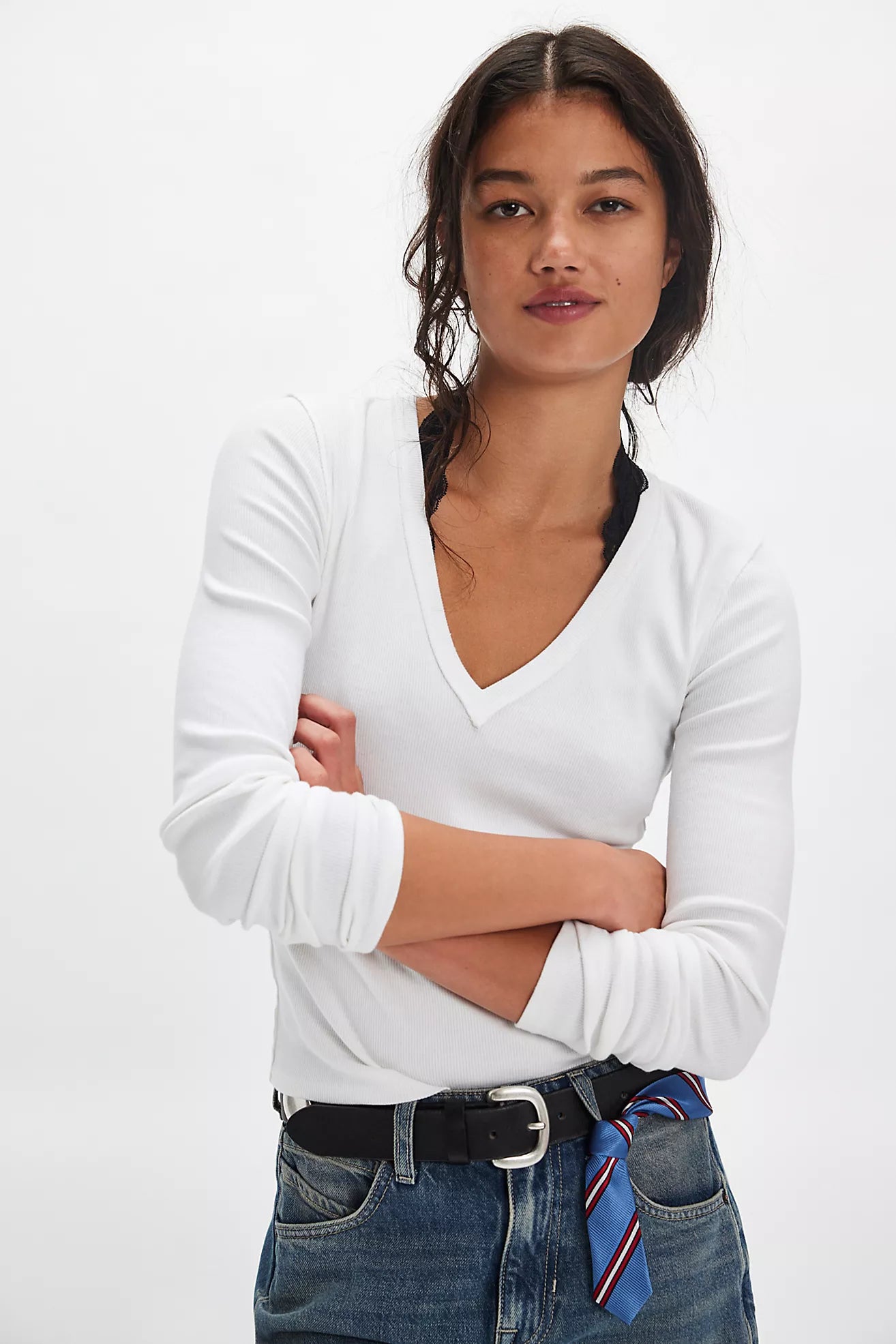 NERIA LONG SLEEVE IN WHITE FRONT VIEW