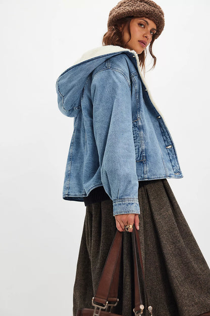 ASHER COZY DENIM JACKET IN SNOWDRIFT WASH SIDE VIEW
