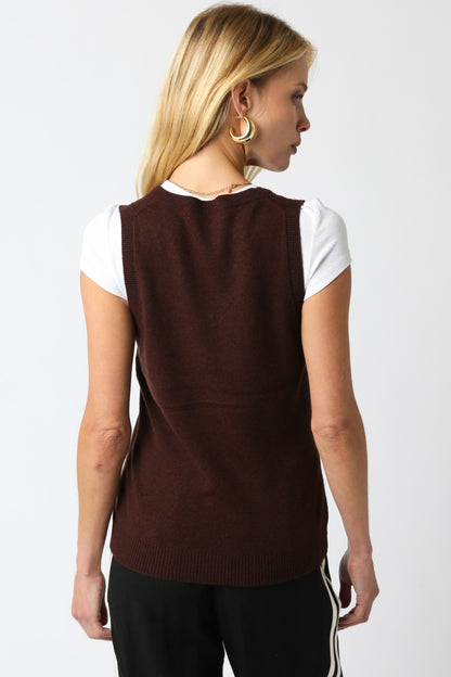 Sena knit vest in brown back view