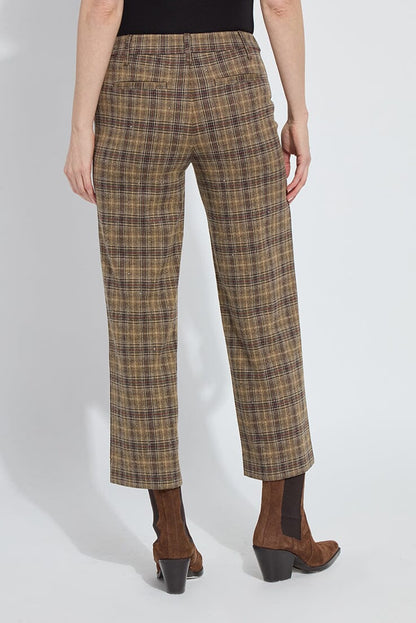 MARCELINE CRYSTAL EMBELLISHED CROP PANT IN BRIT BRUSHED PLAID BACK VIEW