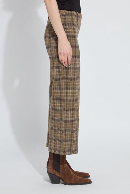 MARCELINE CRYSTAL EMBELLISHED CROP PANT IN BRIT BRUSHED PLAID SIDE VIEW