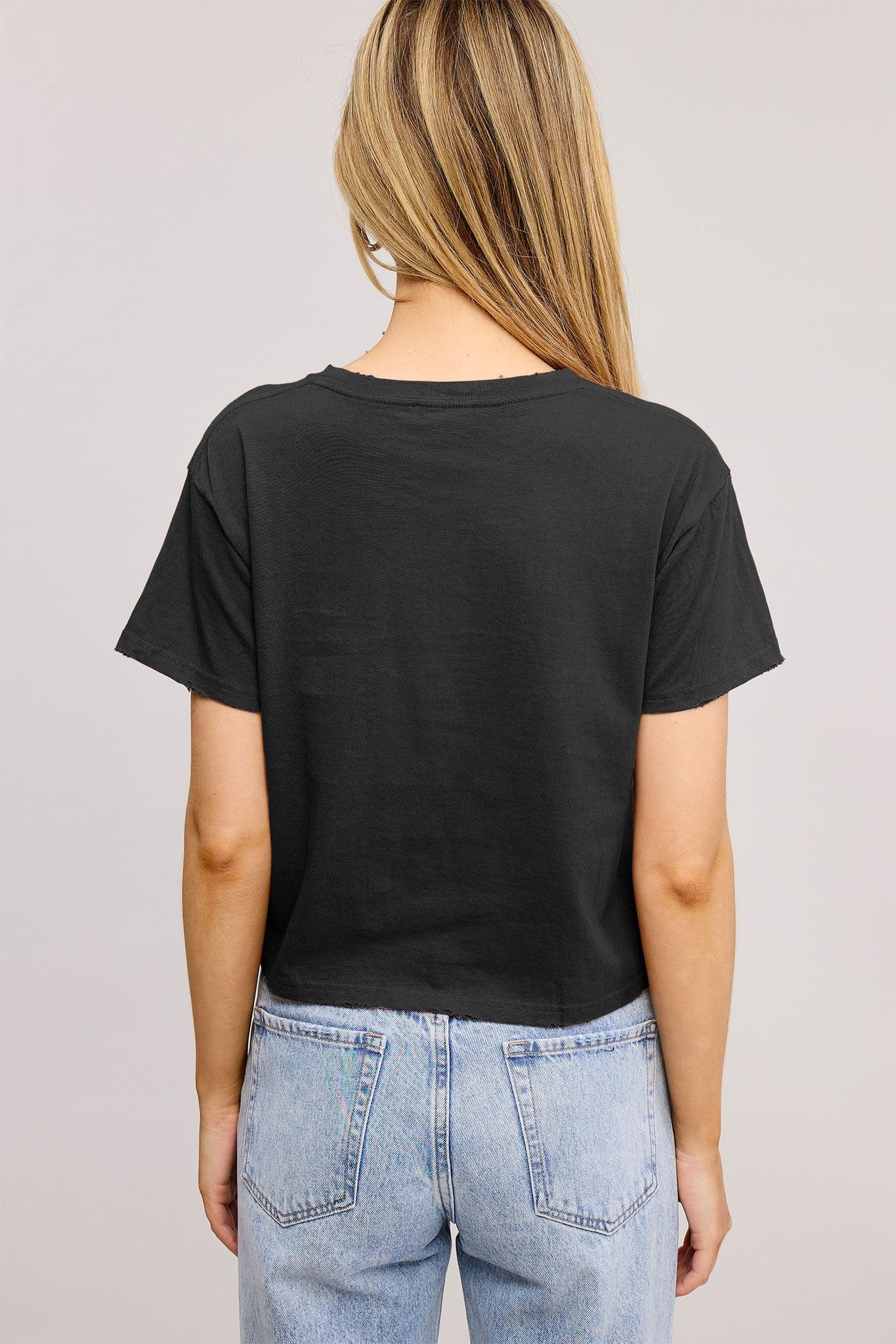 COWGIRL STITCH PUFF SHORT SLEEVE IN BLACK BACK VIEW