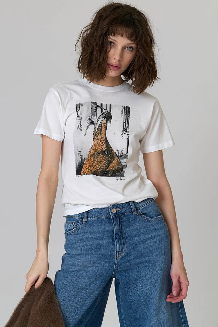 UPHILL BATTLE MUSHIE TEE IN WORN WHITE FRONT VIEW