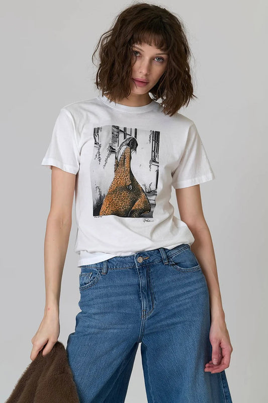 UPHILL BATTLE MUSHIE TEE IN WORN WHITE FRONT VIEW