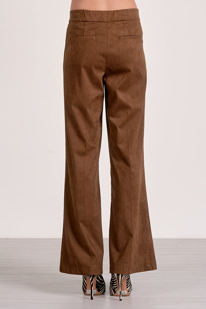 HIGH WAIST PANTS IN CHOCOLATE BACK VIEW