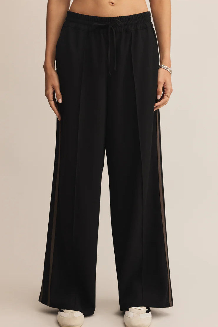 SAUNDER TRACK PANT IN BLACK FRONT VIEW