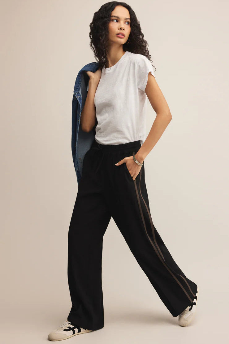 SAUNDER TRACK PANT IN BLACK SIDE VIEW