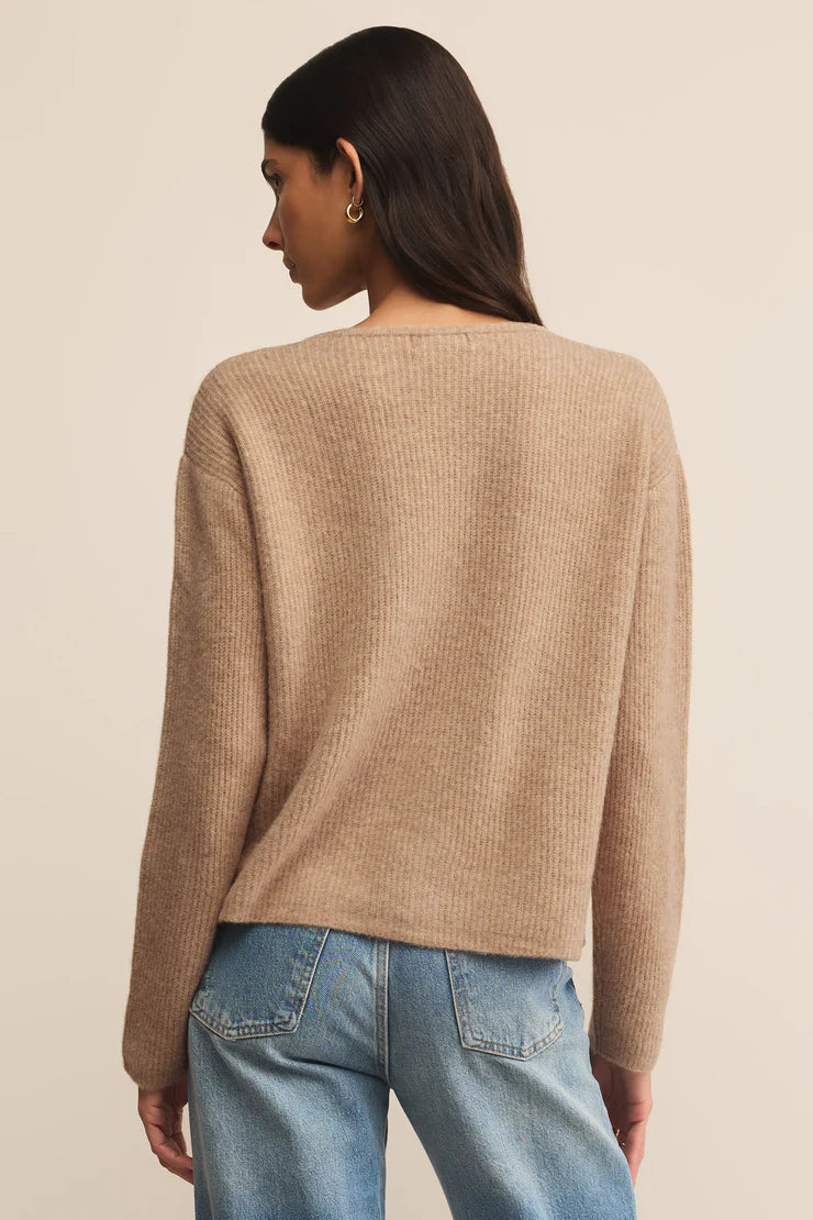 EMILE CARDIGAN IN BISCUIT BACK VIEW