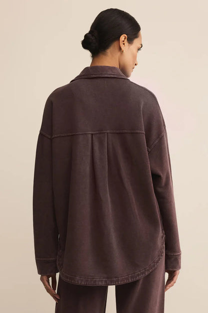ALL DAY KNIT JACKET IN CHOCOLATE CHERRY BACK VIEW