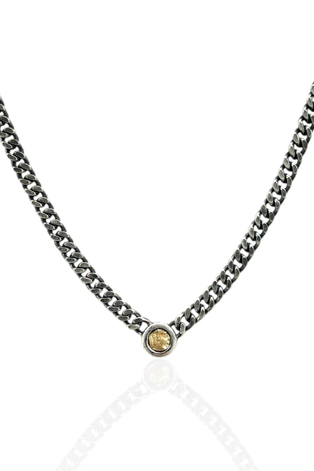 Mini Olena Coin Necklace in Vintage Silver 