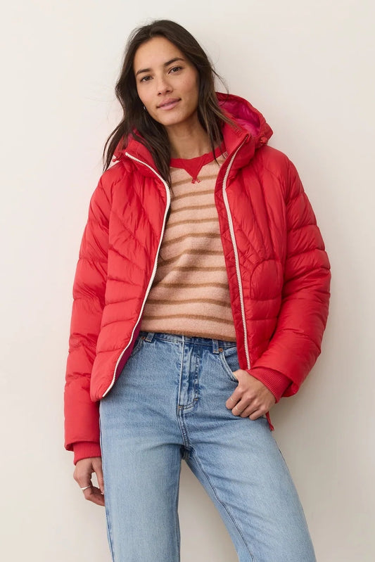 SUNBEAM PUFFER JACKET IN CHERRY RED FRONT VIEW