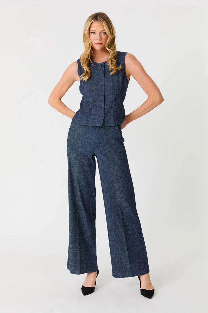 TALLULAH PANT IN INDIGO NIGHT FRONT VIEW
