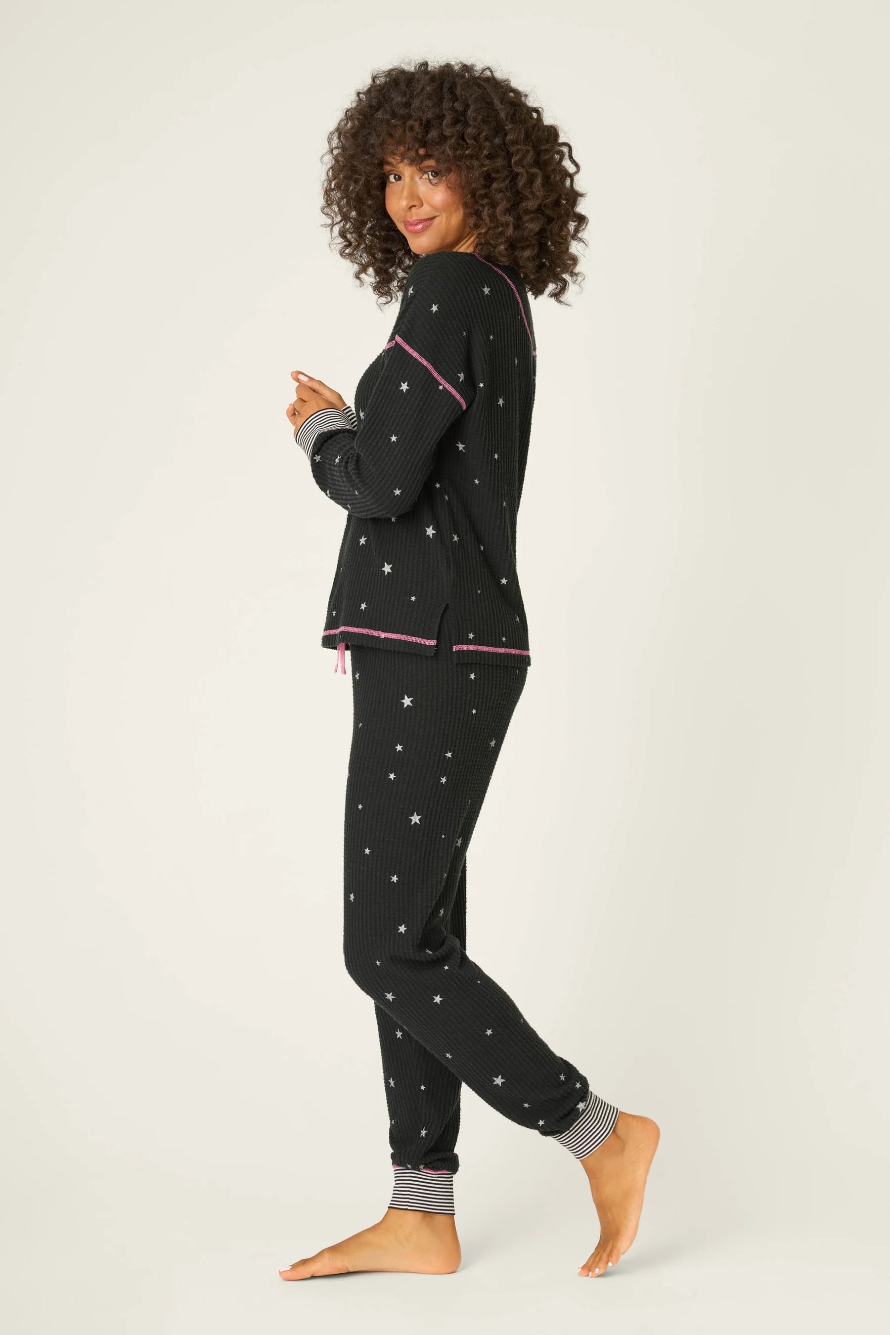 SKI JAMMIE CLASSICS PJ SET IN BLACK SIDE VIEW