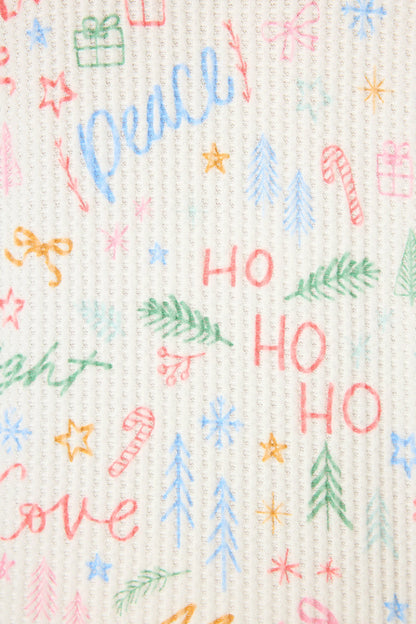 SKI JAMMIE CLASSICS PJ SET IN IVORY DETAIL VIEW