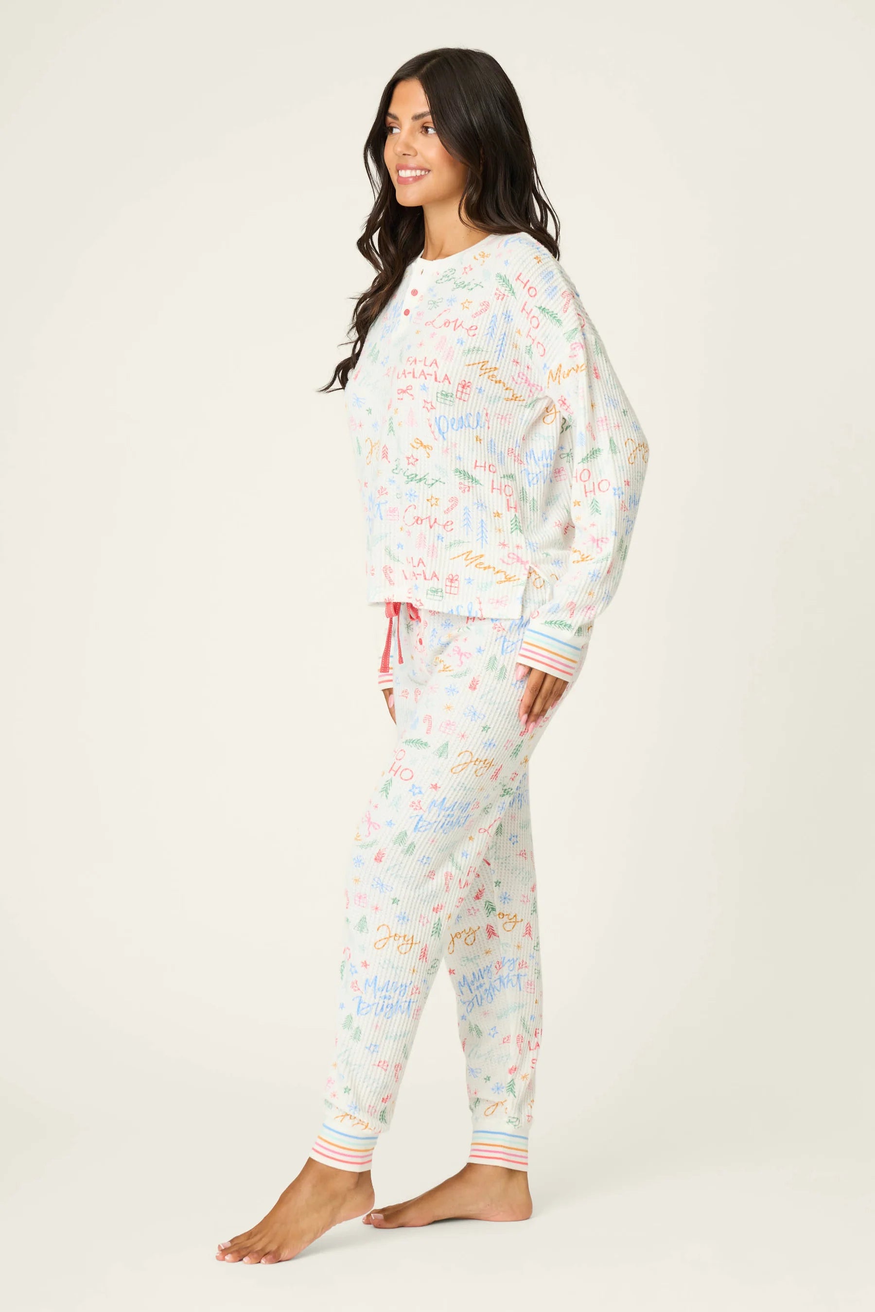 SKI JAMMIE CLASSICS PJ SET IN IVORY SIDE VIEW