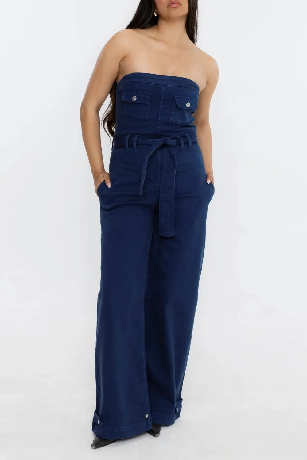 THE ATHENA JUMPSUIT IN ROYAL BLUE FRONT VIEW