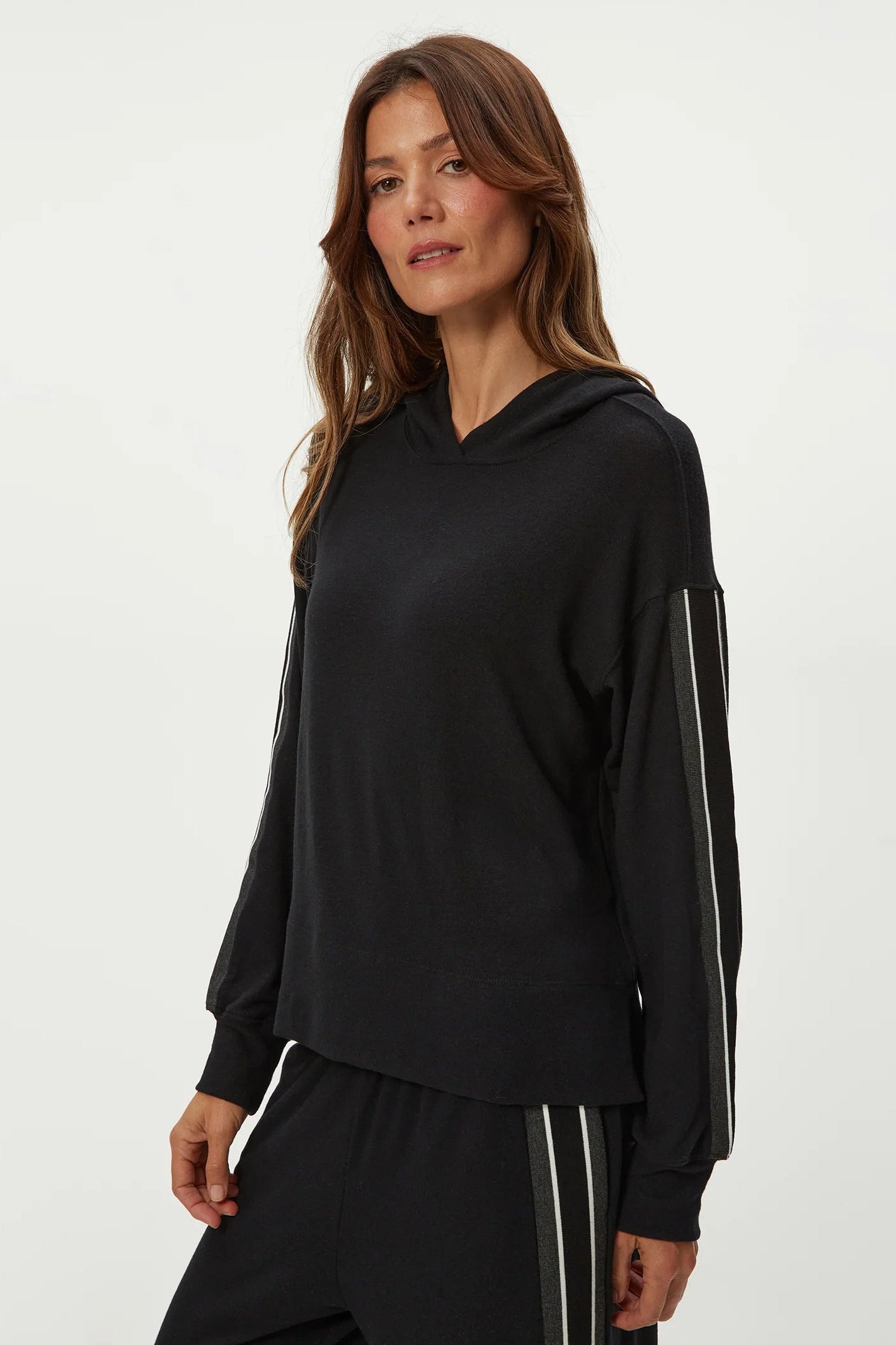 TARYN HOODIE IN BLACK FRONT VIEW