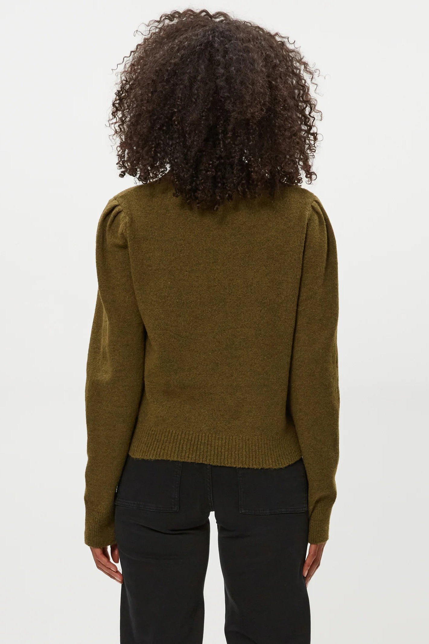 GENOVA PUFF SLEEVE PULLOVER IN TOPIARY BACK VIEW