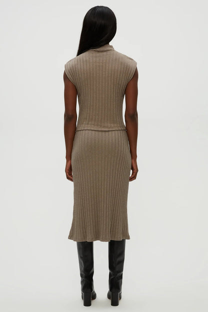 SHANIA MIDI SKIRT IN COBBLESTONE BACK VIEW